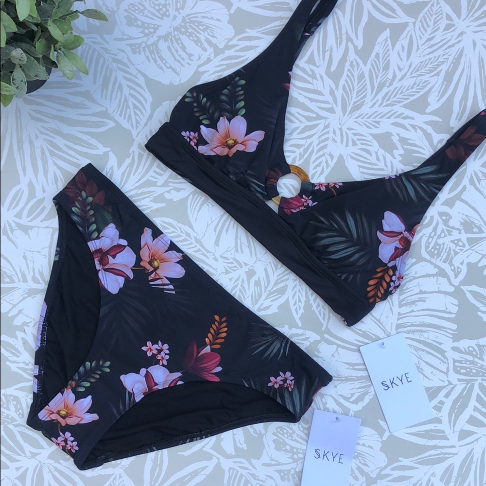Skye Swimwear | Black Floral Bikini Set
